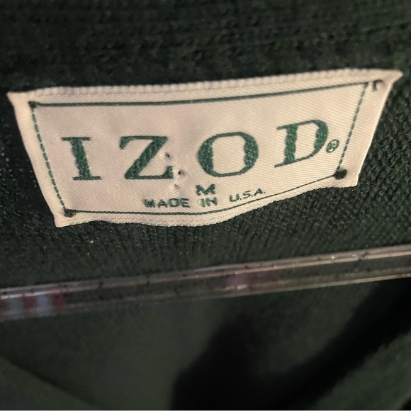 Izod Vintage Men's (Medium) Dark Green Eclectic Grandpa Preppy Cardigan Sweater - Picture 11 of 12